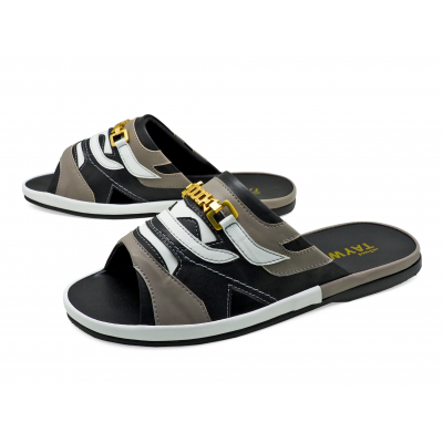 รองเท้าแตะ SKF-38 หนังไมโครไฟเบอร์นิ่มเทา-นิ่มดำ-นิ่มขาว